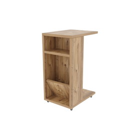 Hanah Home Mesa Auxiliar Rústica Escandinava Pino 30x40x63cm Tablero Melamina 18mm Patas Con Ruedas